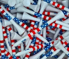 Golf Tees New Wood Bamboo 3 1/4" Truestrike Stars and Stripes USA Golf Tees
