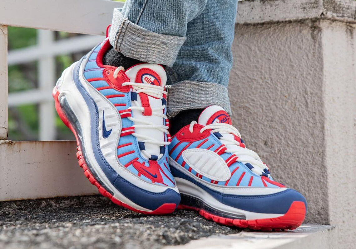 Nike Women's Air Max 98 Fourth of July White Red Silver Blue AH6799-112  Size 6.5