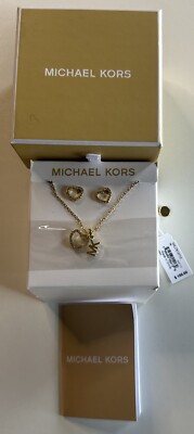 アクセサリー Micheal MICHAEL KORS SET OF GOLD TONE+CRYSTAL HEART SHAPE+MK