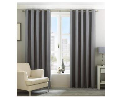 Riva Paoletti Eclipse Verdunkelung Ösenvorhänge silbergrau 117 cm B x 137 cm Tropfen 