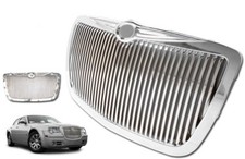 Fits 2005-2010 Chrysler 300 300c Chrome Vertical Front Bumper Hood Grille Grill