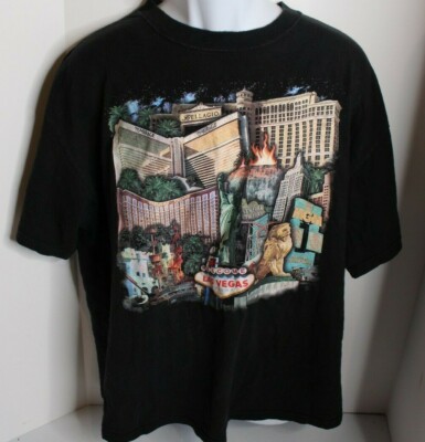 MGM MIRAGE BELLAGIO T-shirt XL Black Cotton Made in USA Official Vintage 