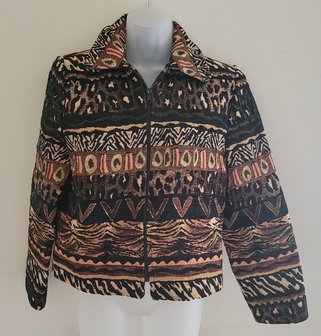 Vintage Wooded River Wool Blend Jacket Zip African Animal Vintage Wooded River Wool Blend Jacket Zip African Animal