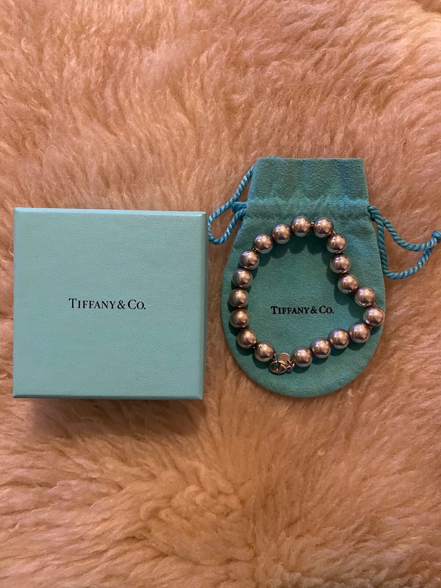 Tiffany Co HardWear Bead Ball Bracelet Sterling Silver with box and pouch