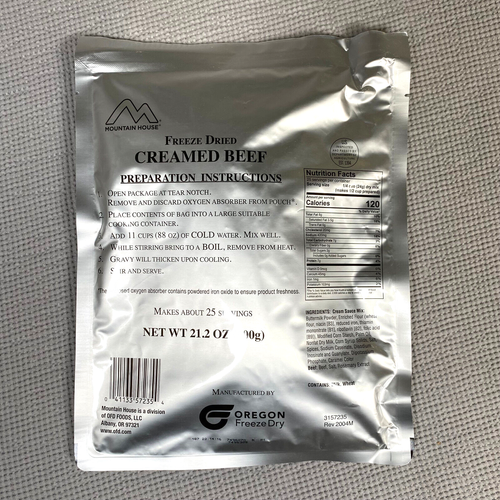Mountain House Creamed Beef Gravy 25Serving Pouch Freeze Dried MRE SOS