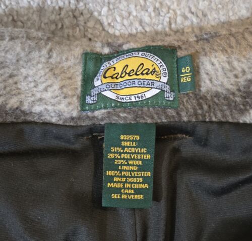 Pantaloni da caccia mimetici foderati in lana pesante Cabela's uomo Outfitter Gear 40 Reg. - Foto 4 di 5