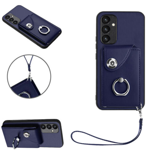 Funda tipo billetera de cuero para Samsung con 7 tarjetas + correa para niñas - Imagen 19 de 24