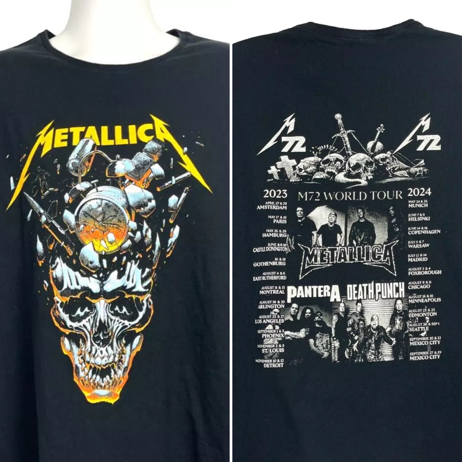 Metallica Pantera 5FDP M72 World Tour 2023-24 Concert Shirt size XL Mens Metal