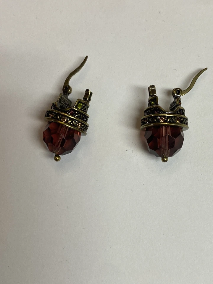 Brincos femininos Heidi Daus bronze roxo gota perfurada Swarovski - Imagem 3 de 4