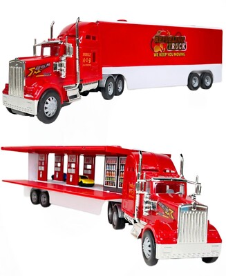 Big Daddy Mobile Tankstelle LKW Spielset - Pop-Open Truck & 2 Rennwagen