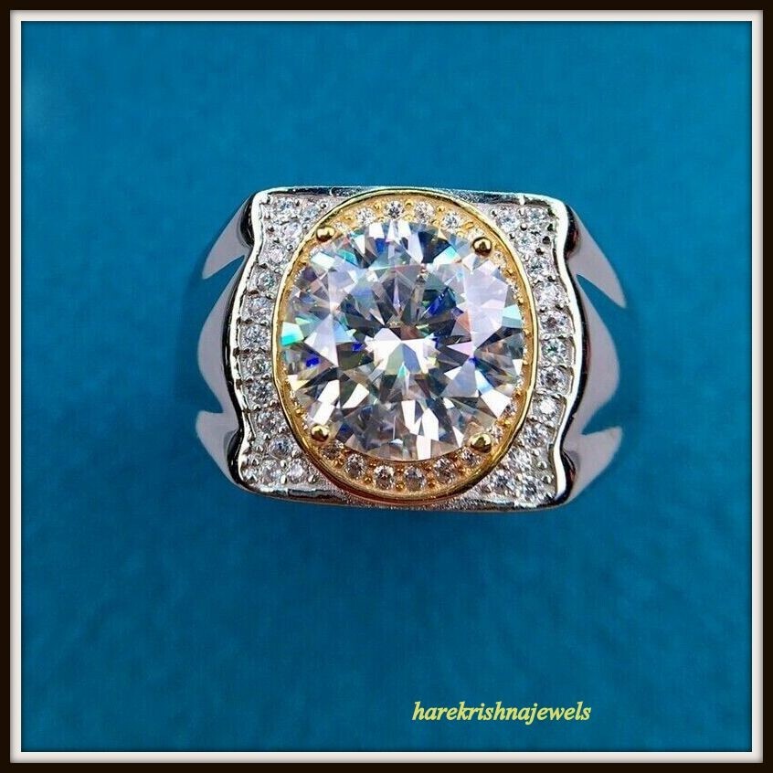 3CT Round LabCreated Diamond Men's Engagement Wedding Ring 14K 2Tone