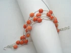 Sterling Silver 925 Mesh Bracelet with Natural Pink Coral Cozzi Gioielli