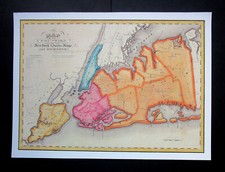 REPRODUCTION  13.8" x 10.2"  USA  1829  MAP PRINT  OF THE COUNTIES OF  NEW YORK