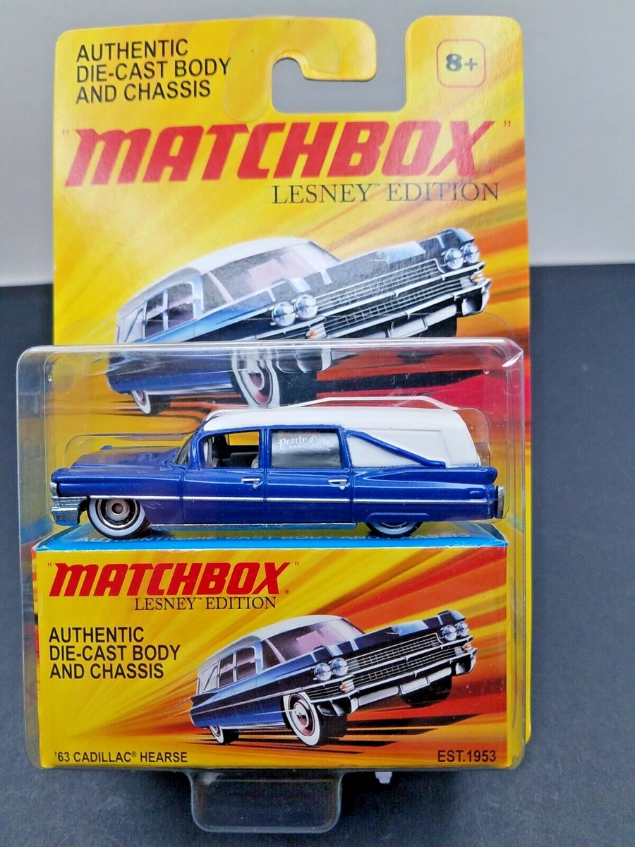 MATCHBOX 2011 LESNEY EDITION SUPERFAST Metal Base Blue 63 Cadillac Hearse NEW