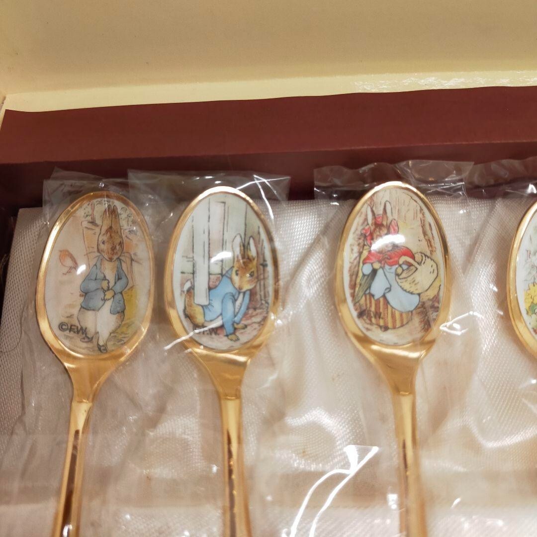Peter Rabbit Spoon 5 piece cutlery set Gold Color Cloisonne Asahi New ...
