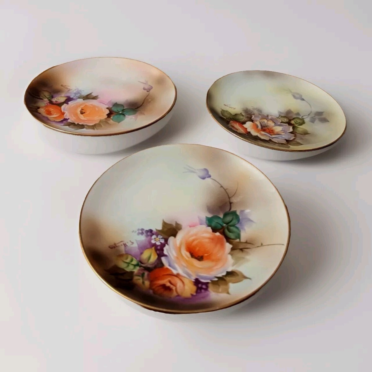 アンティーク プレートハンドペイント　薔薇絵 ❤️VTG, ANTIQUE FLORAL NORITAKE M HAND- PAINTED ROSES, 6-1/4