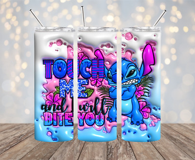 Stitch Touch Me and I Will Bite You 20 oz Stainless Steel Tumbler Handmade (#2)