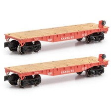 2 PACK - O Gauge 10-1/2" Flat Cars - SANTA FE - New Item - Never Ran