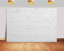 7X5ft Fabric Photo Backdrop White Brick Vintage Stone Wall Pale 7X5ft,