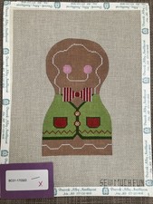 Handpainted Needlepoint Canvas  Gingerbread Boy   Read Description 