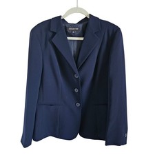Jones New York Collection Platinum Navy Blue 3-Button Blazer Jacket Womens 14