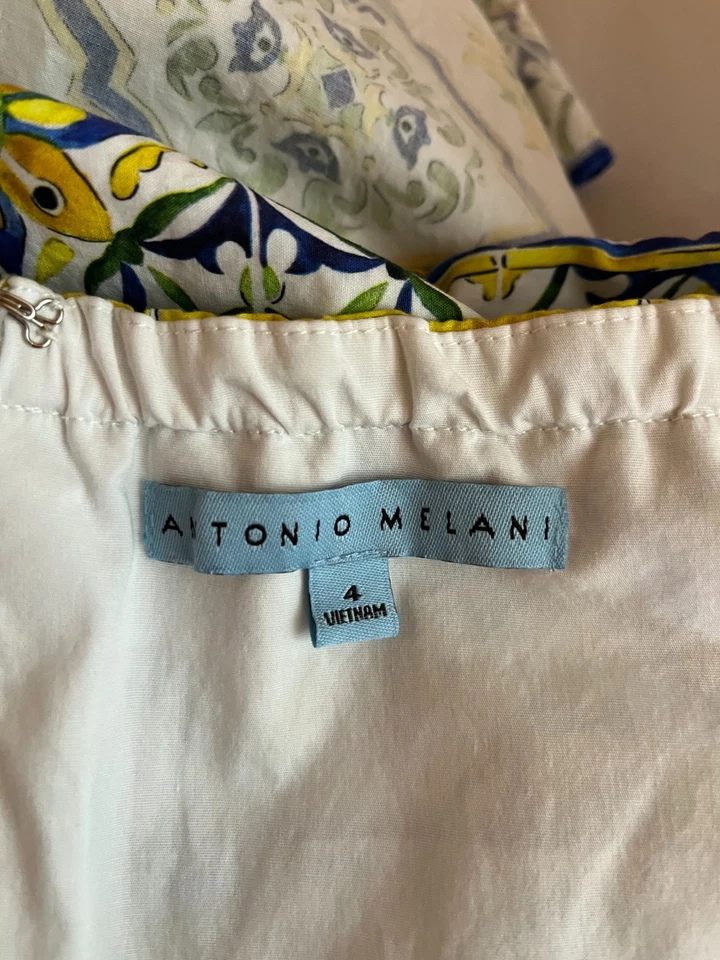 Antonio Melani Size 4 Strapless Valerie Citrus Groves Dress Blue Green - Image 2 of 4