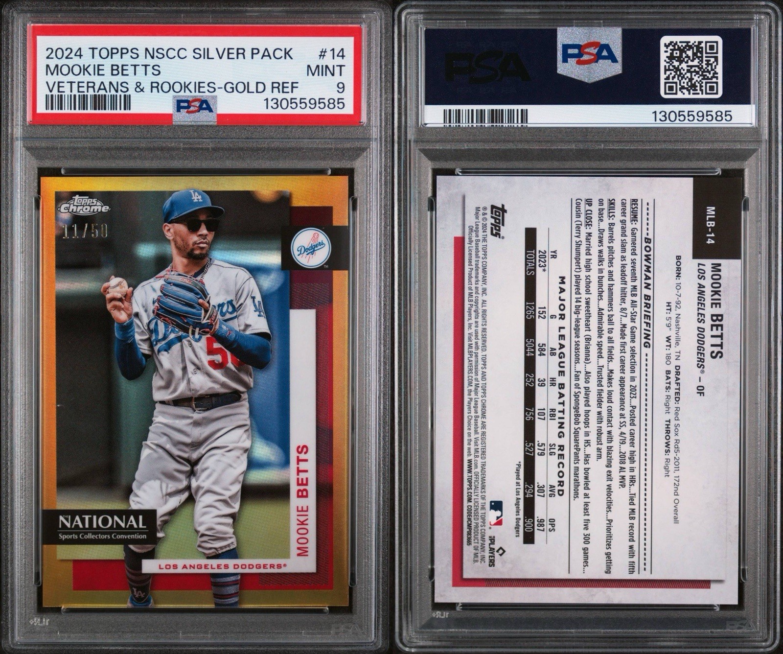 2024 Topps National NSCC Mookie Betts Gold Refractor #/50 PSA 9 view 3