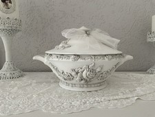 SHABBY Deko Suppenterrine Porzellan Ornamente Rosen Landhaus Vintage Brocante🥀