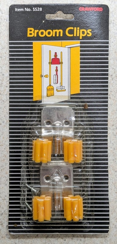 Crawford Broom Clips #SS28  Package of 2   Grey Rollers Screws included   NEW