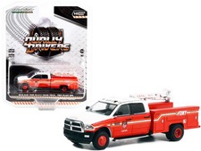 Greenlight 46100D 1/64 2018 Ram 3500 Dually Crane Truck Red and White