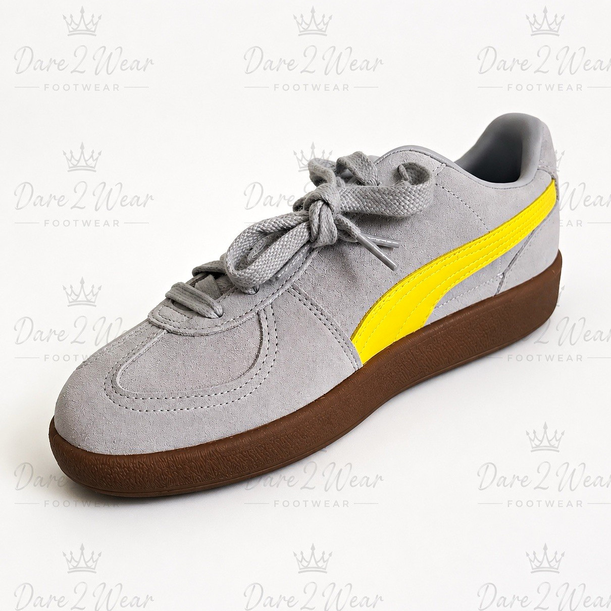 PUMA Palermo Men’s Grey Yellow Suede Gum Sole Trainers UK 10 EU 44.5