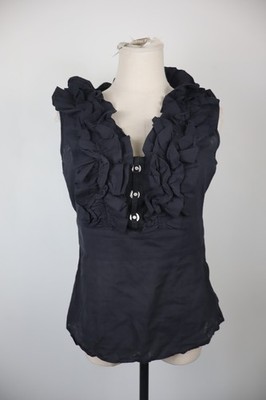 ROCCOBAROCCO DAMEN ÄRMELLOSES HEMD GR. 46 DAMEN SHIRT CASUAL VINTAGE BAUMWOLLE