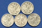 Liberty Walking Half Dollar Lot of 5 coins 1917, 1917 S, 1920, 1945 S, 1946
