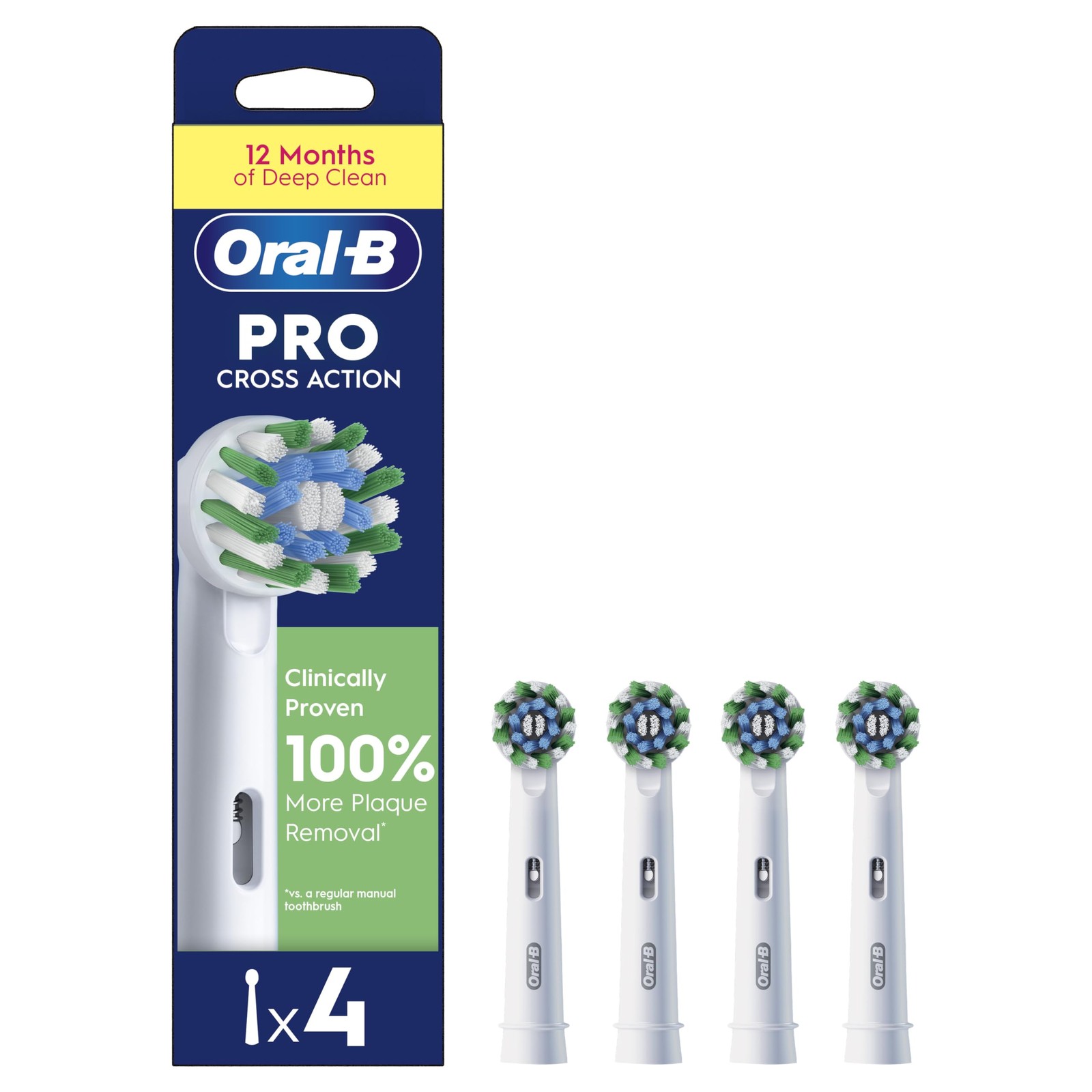 Oral-B Pro Cross Action Electric Toothbrush Heads, 4 Count, White | X-Shape & Angled Bristles, Deep Plaque Removal, Replacement Brush Heads - Image 6