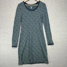 ibex Womens Juliet Zque Merino Wool Geometric Print Long Sleeve Dress Sz Medium