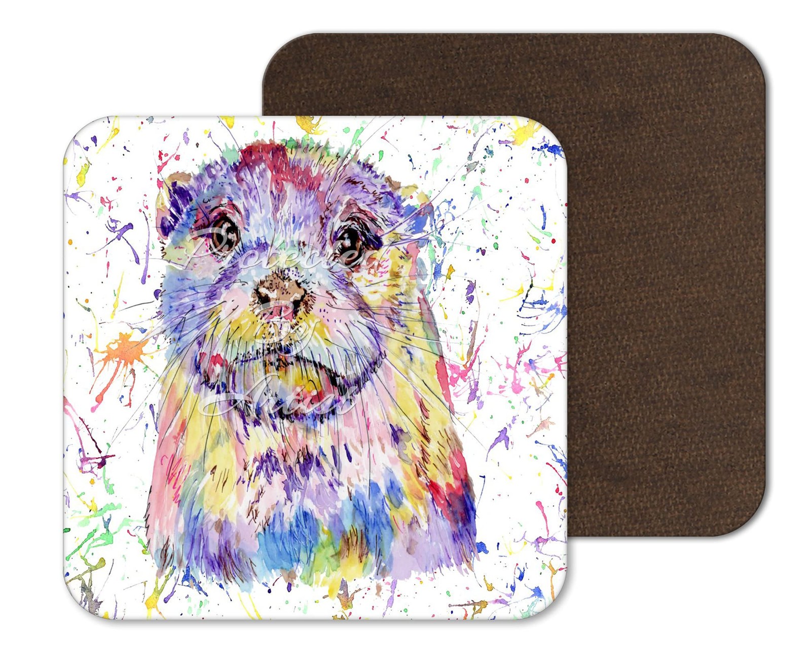 Coaster Otter British Wildlife Animals Coasters Watercolour Art Gift Work
