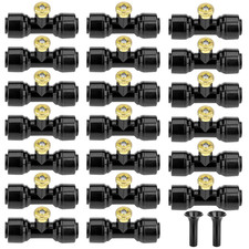 20 Pack Brass Mister Nozzles with 20 Pack Misting Nozzle Tees with 2 Pack End Pl