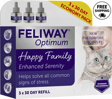 Feliway Optimum 3 x 30 Day Refill 48ml | Cat Calming Diffuser Refills Value Pack