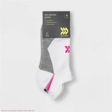 Women's Active 4pk 4-10 No Show with Heel Tab Athletic Socks SEE DEAL  