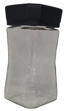 Clear Glass Kitchen Storage Jar With Secure Black Lid Square