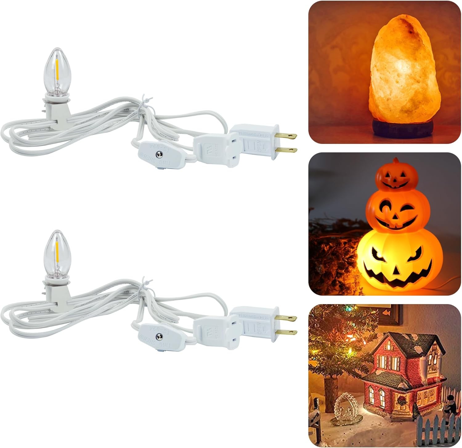 2pack Accessory Cord With 2 C7 Led Night Light Bulb Candelabrabase E12 Socket Wh