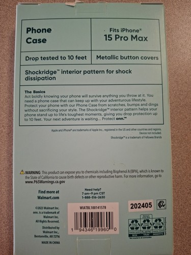 ONN Clear Pink  Floral Case IPhone 15 pro Max 10" Drop Protection - Bild 3 von 5