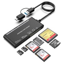 USB C USB3.0 Multi Card Reader for SD,CF, Micro SD,XD,MS Cards-7 in 1 Adapter Hu