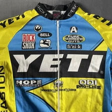 Yeti Cycling Jersey Shirt Mens Small Blue Yellow Giordana Full Zip Made Italy