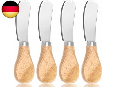 TIESOME 4 Stück Buttermesser Klein, Edelstahl Nutella Messer mit Holzgriff für B