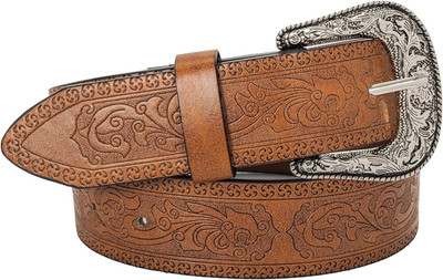 Adjustable-Vintage-Western-Cowboy-Belt Women Men - Cowboy-Style Engraved-Buckle 