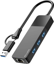 USB A/C to Ethernet Adapter, 3xUSB3.0 and 1000M RJ45 Network hub for Laptop