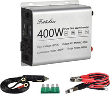 400W Pure Sine Wave Inverter 12V DC to 110V AC with LCD  USB/Type-C Ports