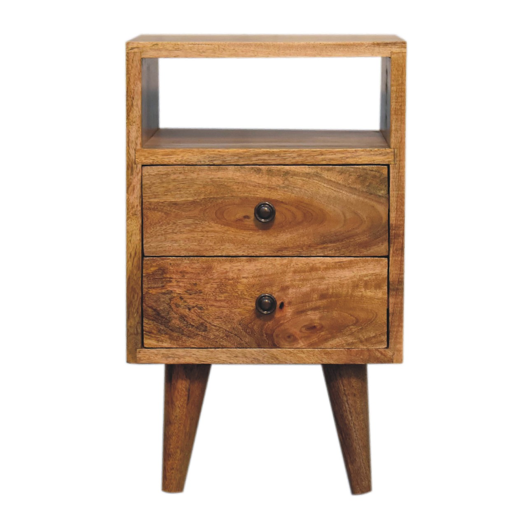 Artisan Furniture Solid Wood Mini Oak-Ish Classic Open Bedside - Brown - Image 2