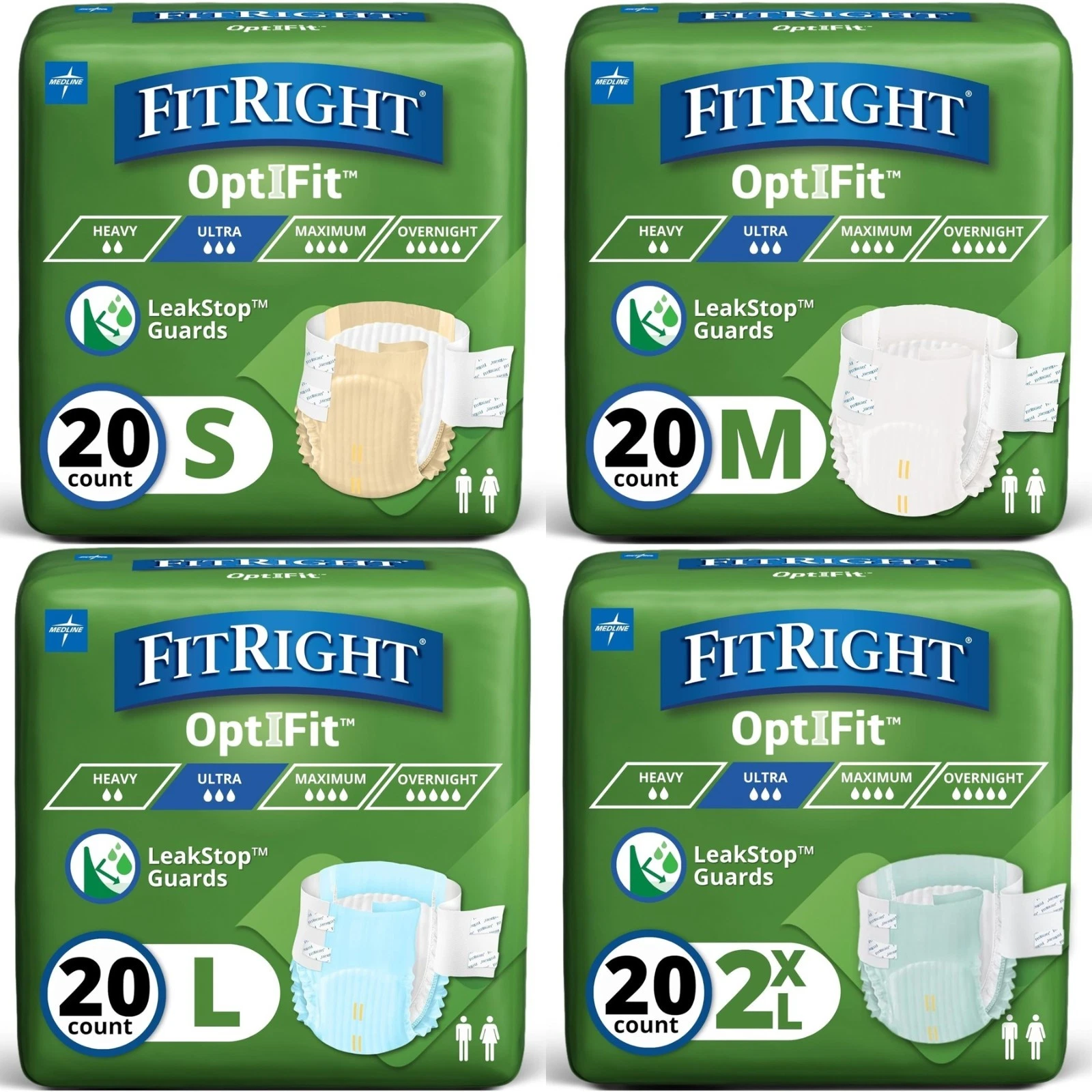 FitRight Ultra Adult Diapers Leakproof Moderate Absorbency S/M/L/XXL Sizes